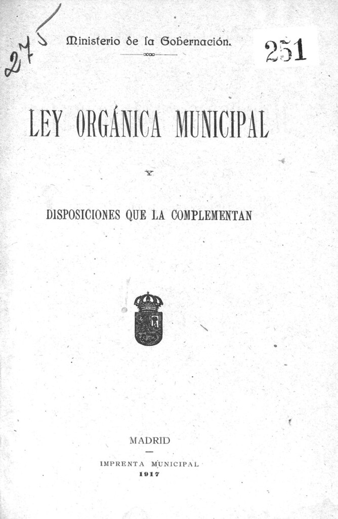 Miniatura de Ley orgánica municipal y disposiciones que la complementan