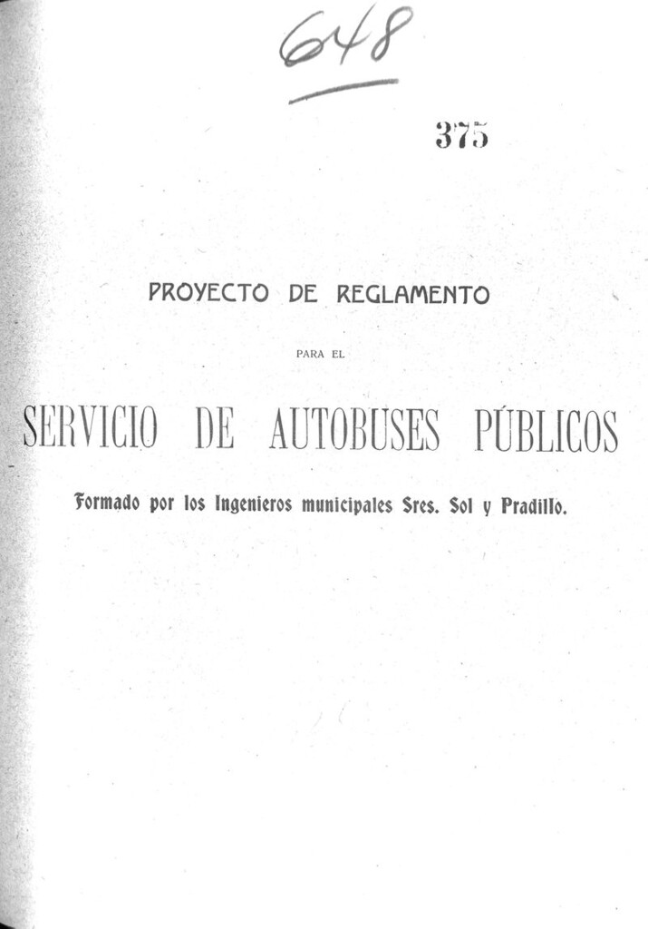 Miniatura de Proyecto de reglamento para el servicio de autobuses públicos