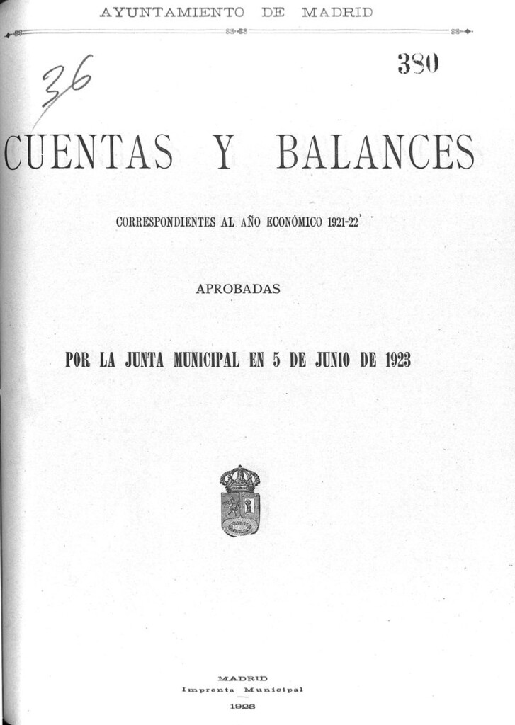 Miniatura de Cuentas y balances correspondiente al año económico 1921-22