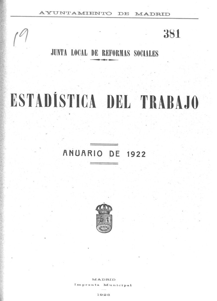 Miniatura de Junta local de reformas sociales.Estadística del trabajo.