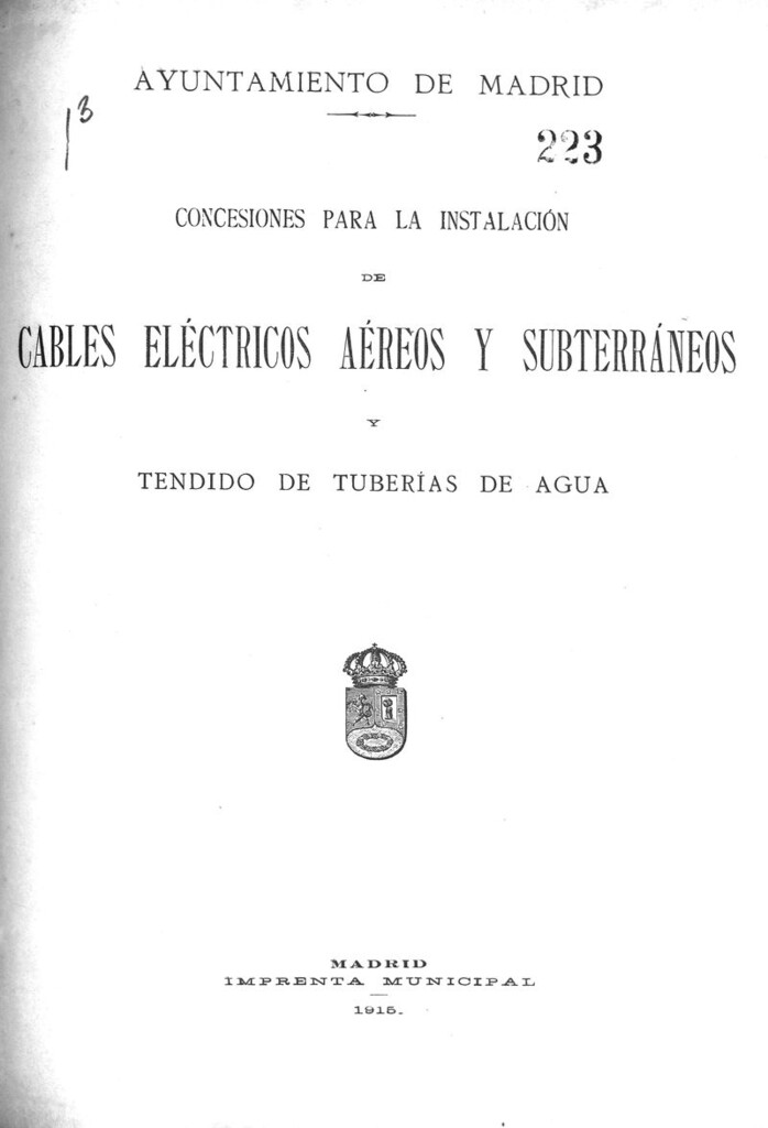 Miniatura de Concesiones para la instalación de cables eléctricos aéreos y subterraneos y tendido de tuberías de agua