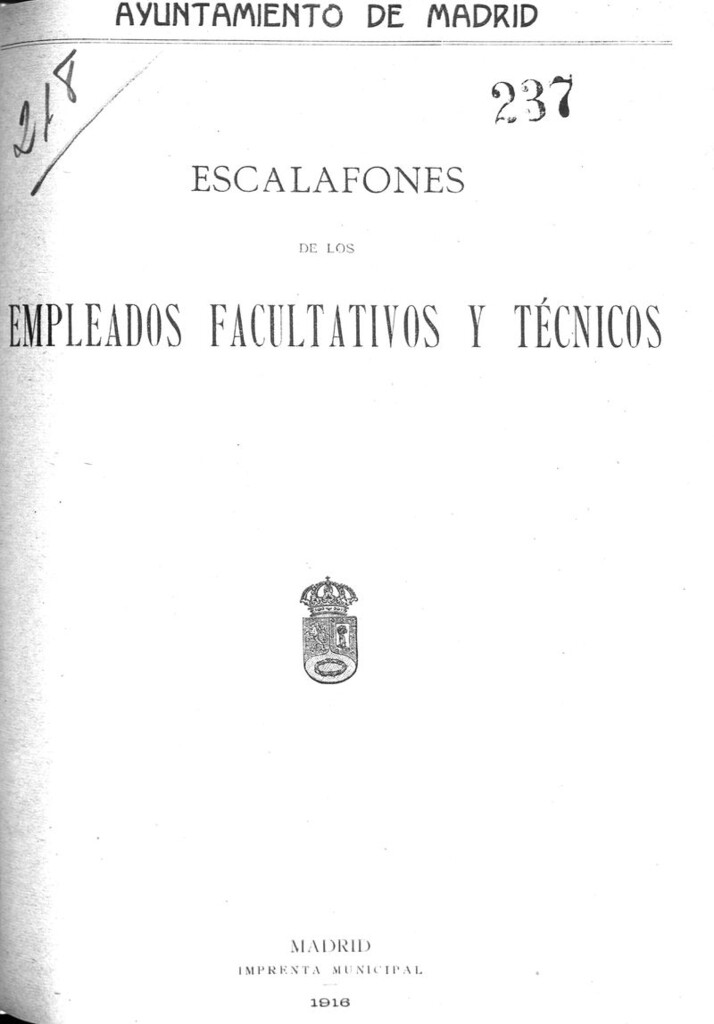 Miniatura de Escalafones de los empleados facultativos y técnicos