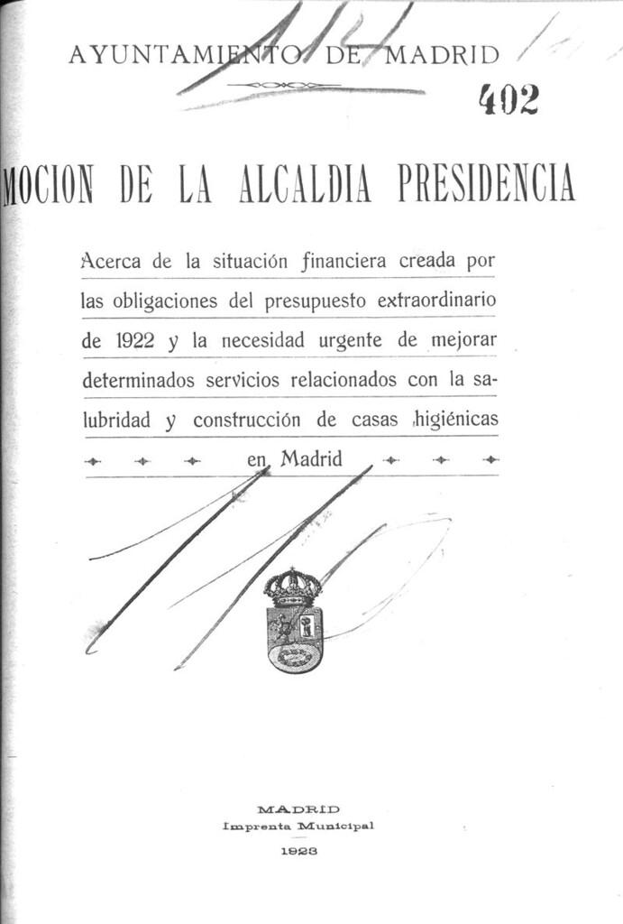 Miniatura de Moción de la alcaldía presidencia acerca de la situación financiera creada por las obligaciones del presupuesto de 1922.