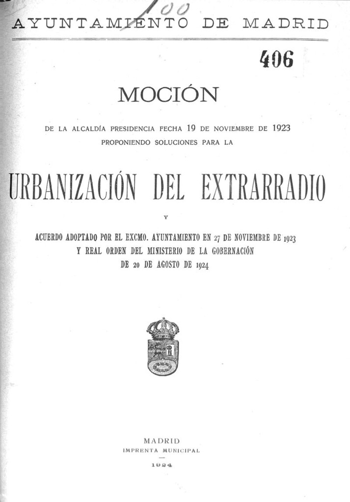 Miniatura de Moción proponiendo soluciones para la urbanización del extrarradio.