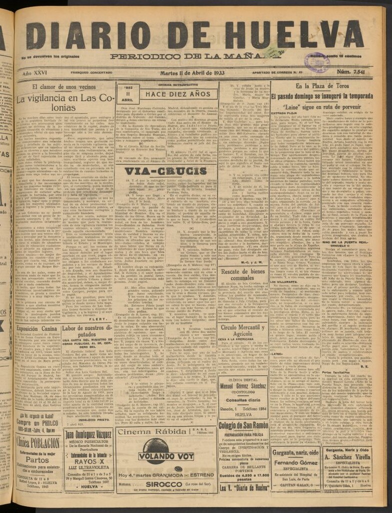 Miniatura de Diario de Huelva : periódico independiente del 11 de abril de 1933