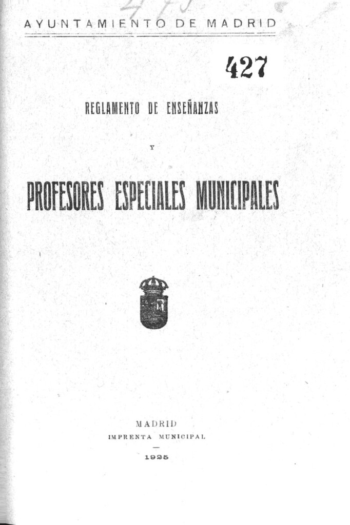 Miniatura de Reglamento de enseñanzas y profesoeres especiales municipales.