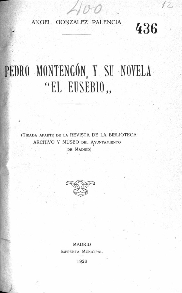 Miniatura de Pedro Montegón y su novela "El Eusebio"