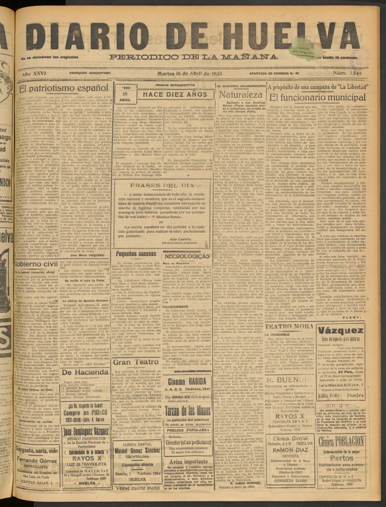 Miniatura de Diario de Huelva : periódico independiente del 18 de abril de 1933