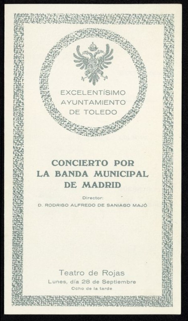 Miniatura de Programa de concierto por la Banda Municipal de Madrid. Toledo, 28 de septiembre de 1970