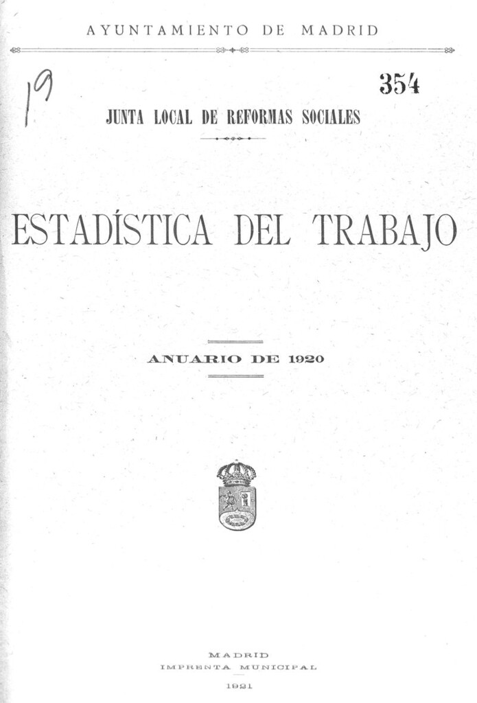 Miniatura de Junta local de reformas sociales. Estadística del trabajo. Anuario de 1920