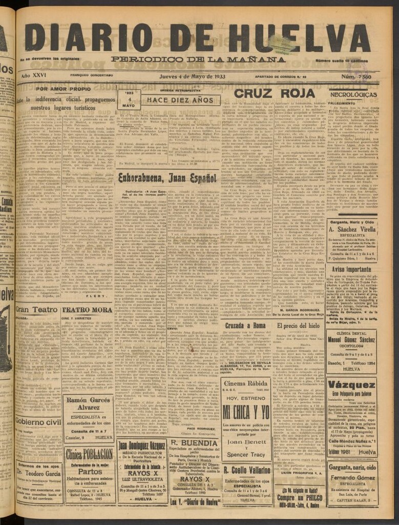 Miniatura de Diario de Huelva : periódico independiente del 4 de mayo de 1933