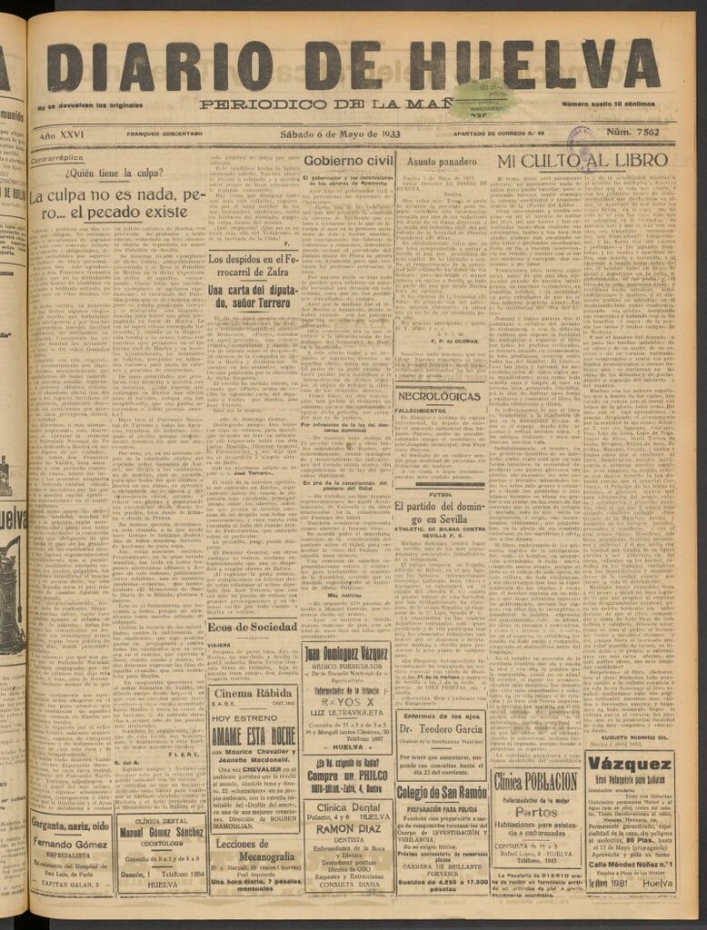 Miniatura de Diario de Huelva : periódico independiente del 6 de mayo de 1933