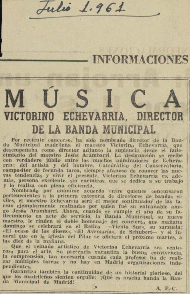 Miniatura de Victorino Echevarría, director de la Banda Municipal