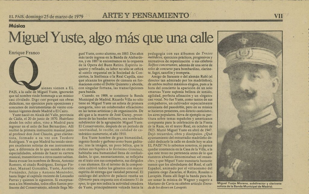 Miniatura de Miguel Yuste, algo más que una calle