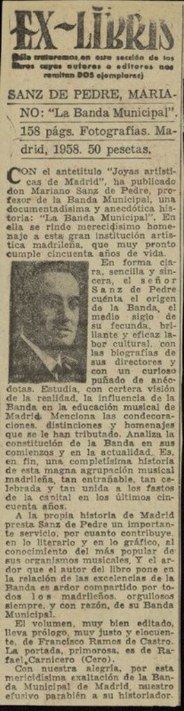 Miniatura de Ex Libris: Sanz de Pedre, Mariano: "La Banda Municipal"