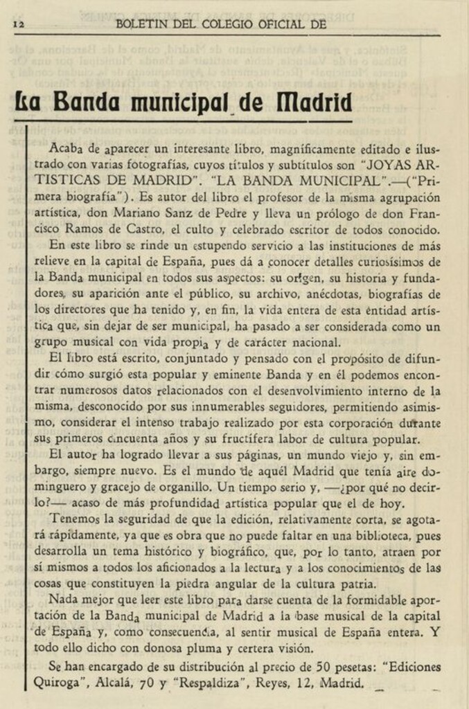 Miniatura de La Banda Municipal de Madrid