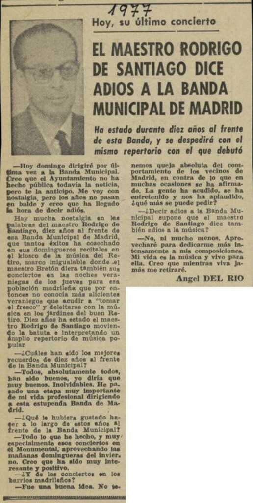 Miniatura de El maestro Rodrigo de Santiago dice adiós a la Banda Municipal de Madrid