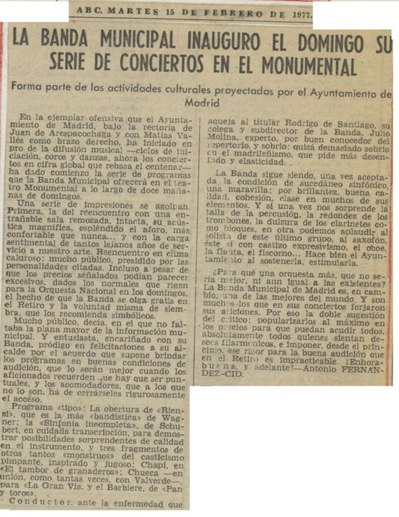 Miniatura de La Banda Municipal inauguró el domingo su serie de conciertos en el Monumental