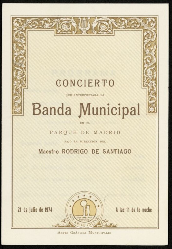 Miniatura de Programa concierto de la Banda Municipal en el Parque de Madrid