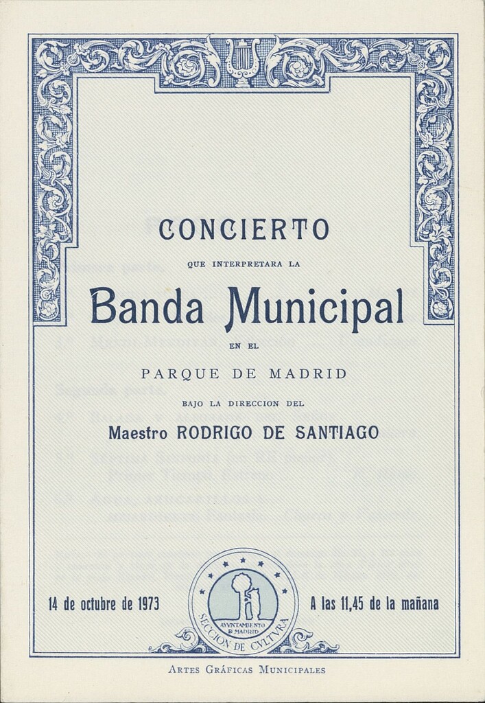 Miniatura de Programa concierto de la Banda Municipal en el Parque de Madrid