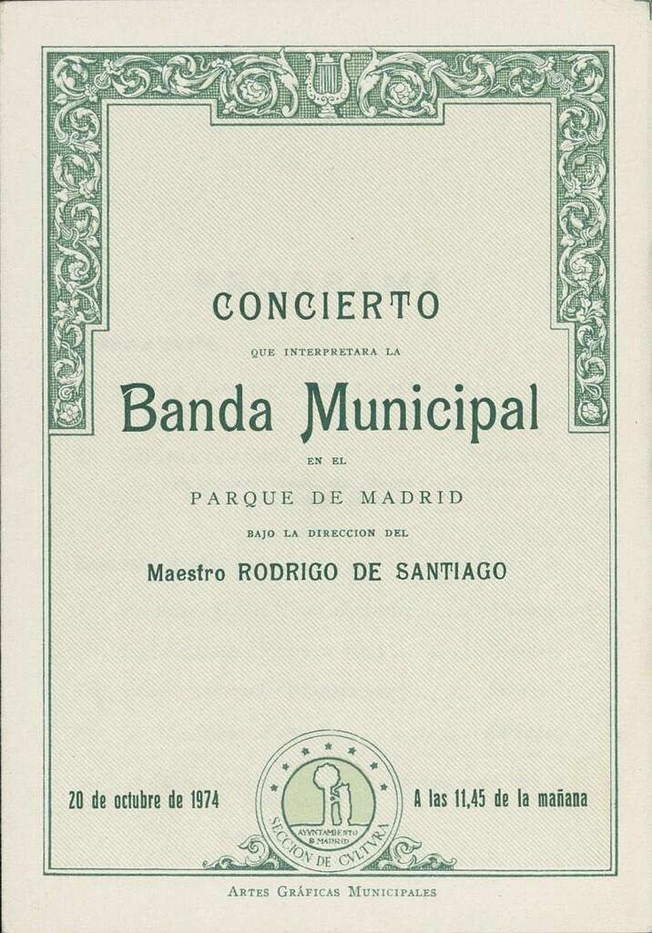 Miniatura de Programa concierto de la Banda Municipal en el Parque de Madrid