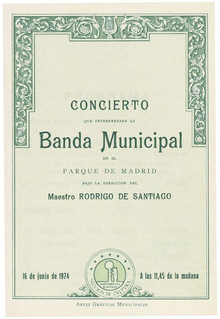 Miniatura de Programa concierto de la Banda Municipal en el Parque de Madrid