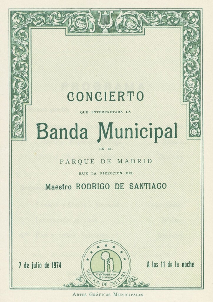 Miniatura de Programa concierto de la Banda Municipal en el Parque de Madrid