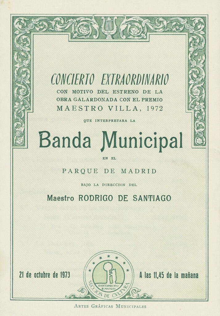 Miniatura de Programa concierto de la Banda Municipal en el Parque de Madrid