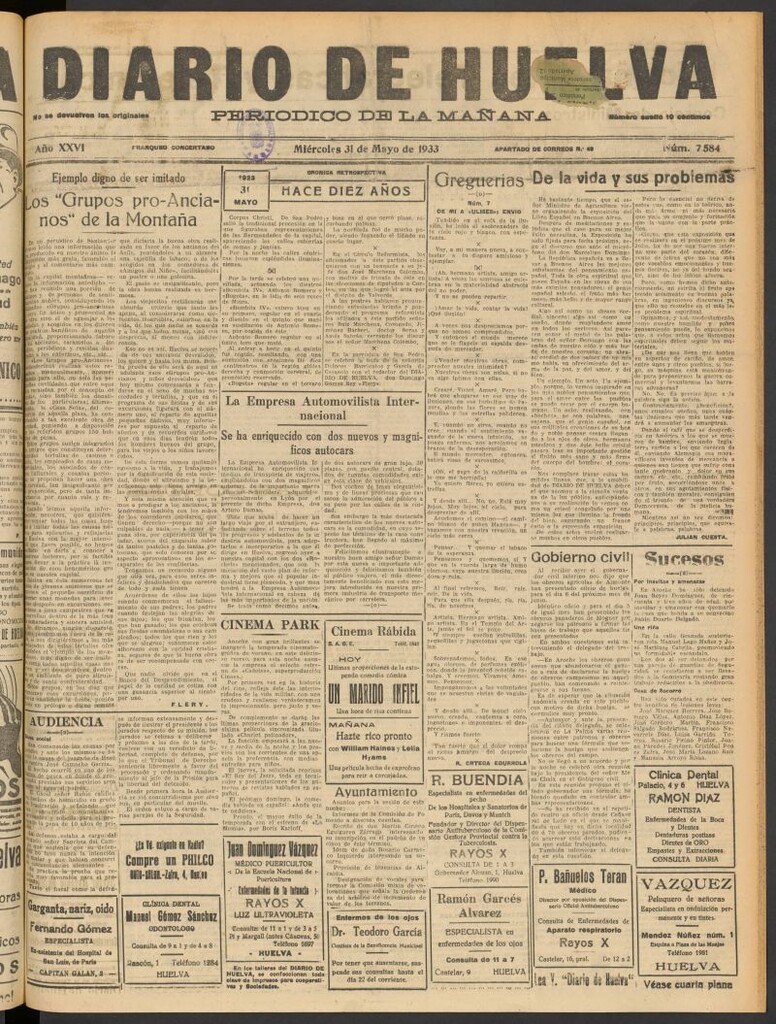 Miniatura de Diario de Huelva : periódico independiente del 31 de mayo de 1933