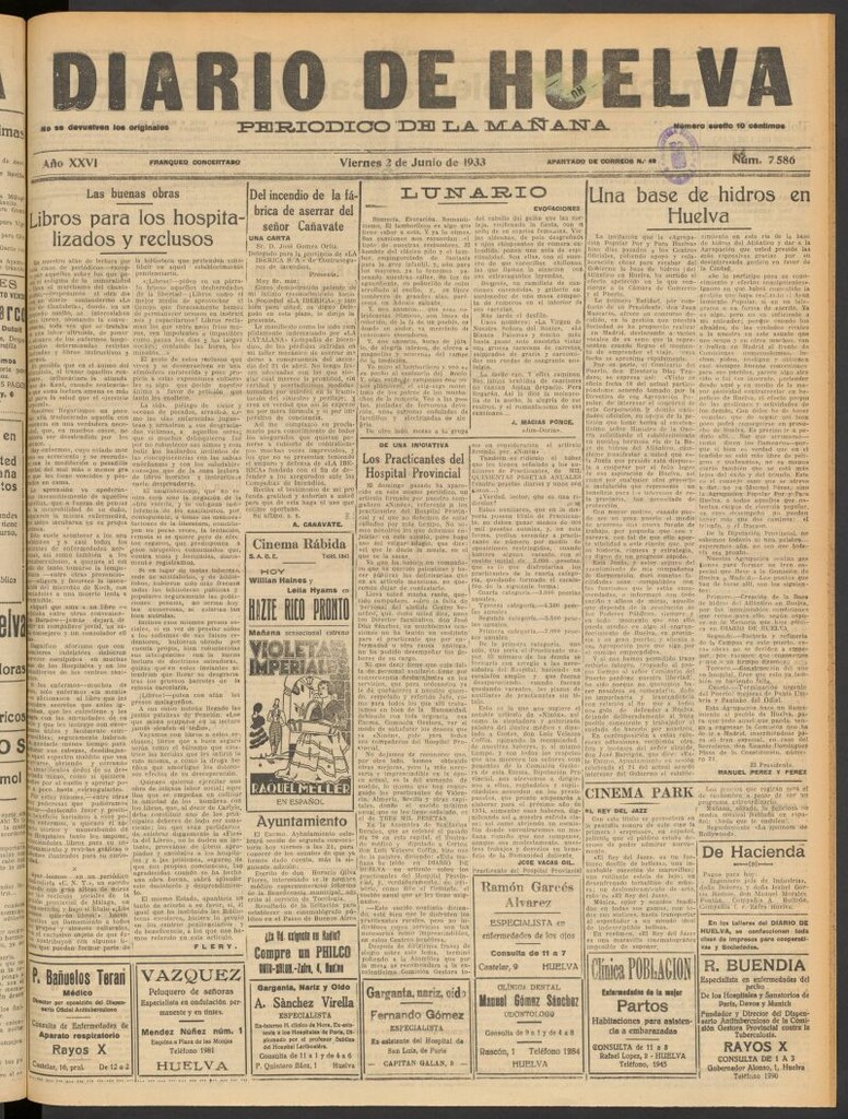 Miniatura de Diario de Huelva : periódico independiente del 2 de junio de 1933