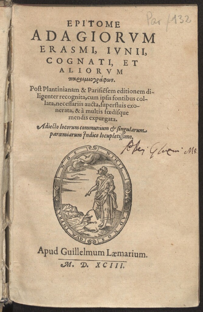 Miniatura de Epitome adagiorum Erasmi, Iunii, Cognati, et aliorum