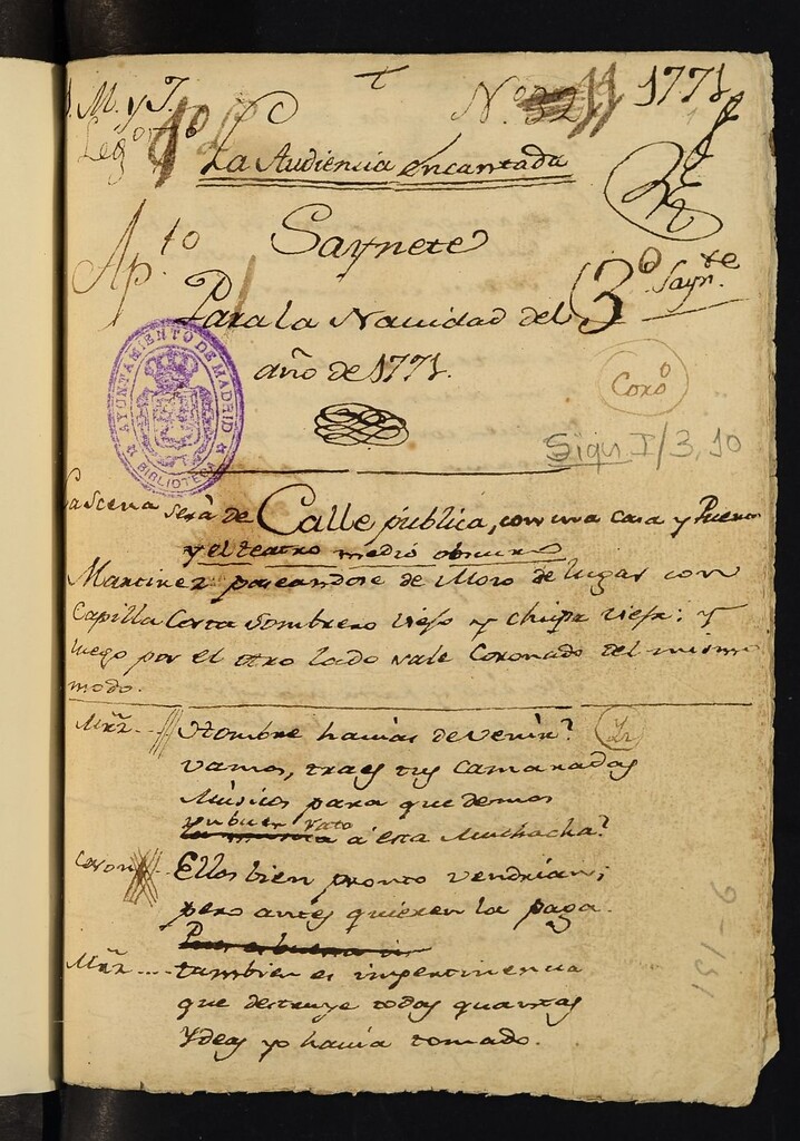 Miniatura de La Audiencia encantada : Saynete para la Navidad del año de 1771