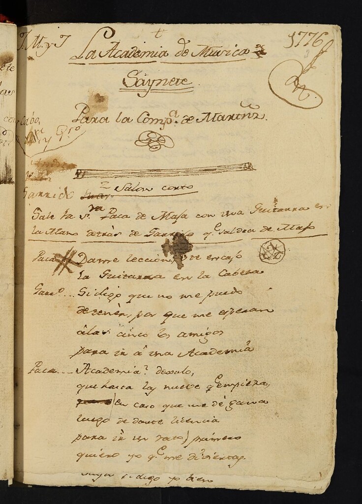 Miniatura de La Academia de Musica : Saynete para la Compañía de Martinez