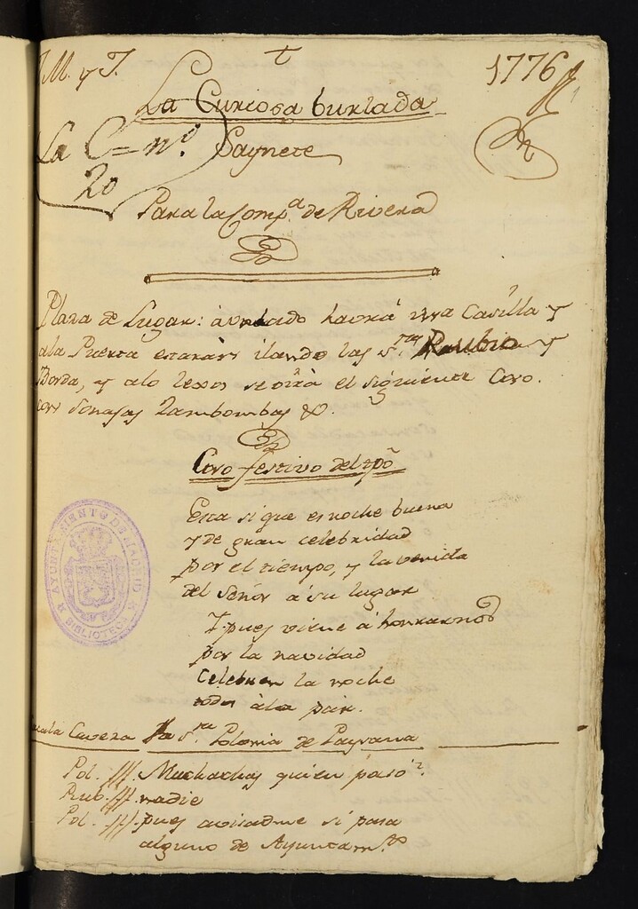 Miniatura de La Curiosa burlada: Saynete para la Compañía de Rivera