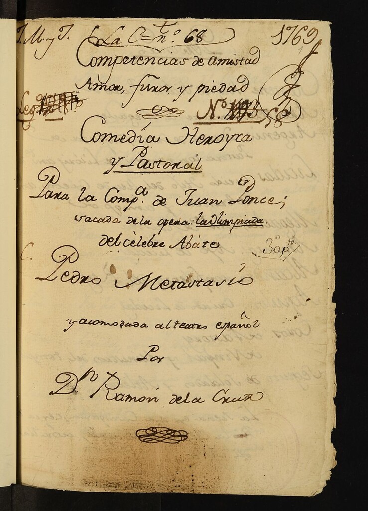Miniatura de Competencias de amistad, amor, furor y piedad: Comedia Heroyca y pastoril para la Compañía de Juan Ponce