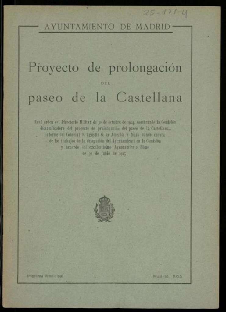 Miniatura de Proyecto de prolongación del paseo de la Castellana: Real orden del directorio militar [...]