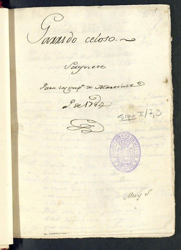 Miniatura de Garrido zeloso : Saynete para la Compañía de Martínez al empezar la temporada de 1784