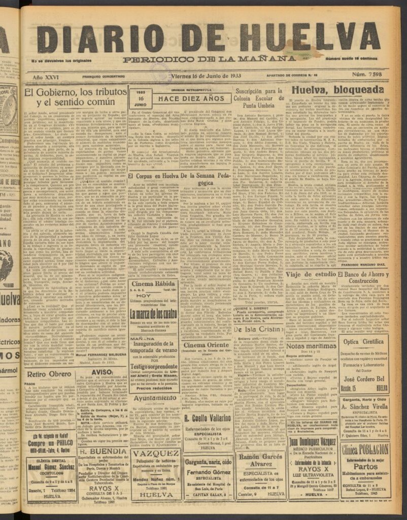 Miniatura de Diario de Huelva : periódico independiente del 16 de junio de 1933