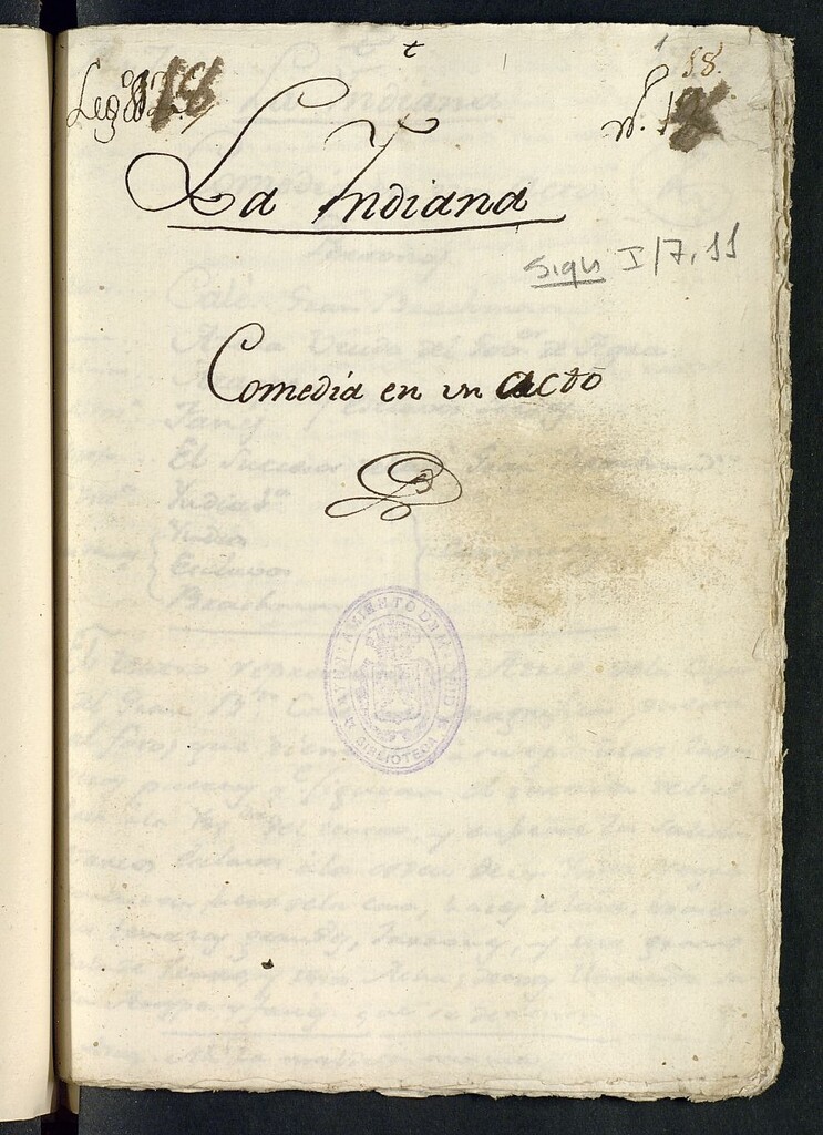 Miniatura de La Indiana : Comedia en un acto