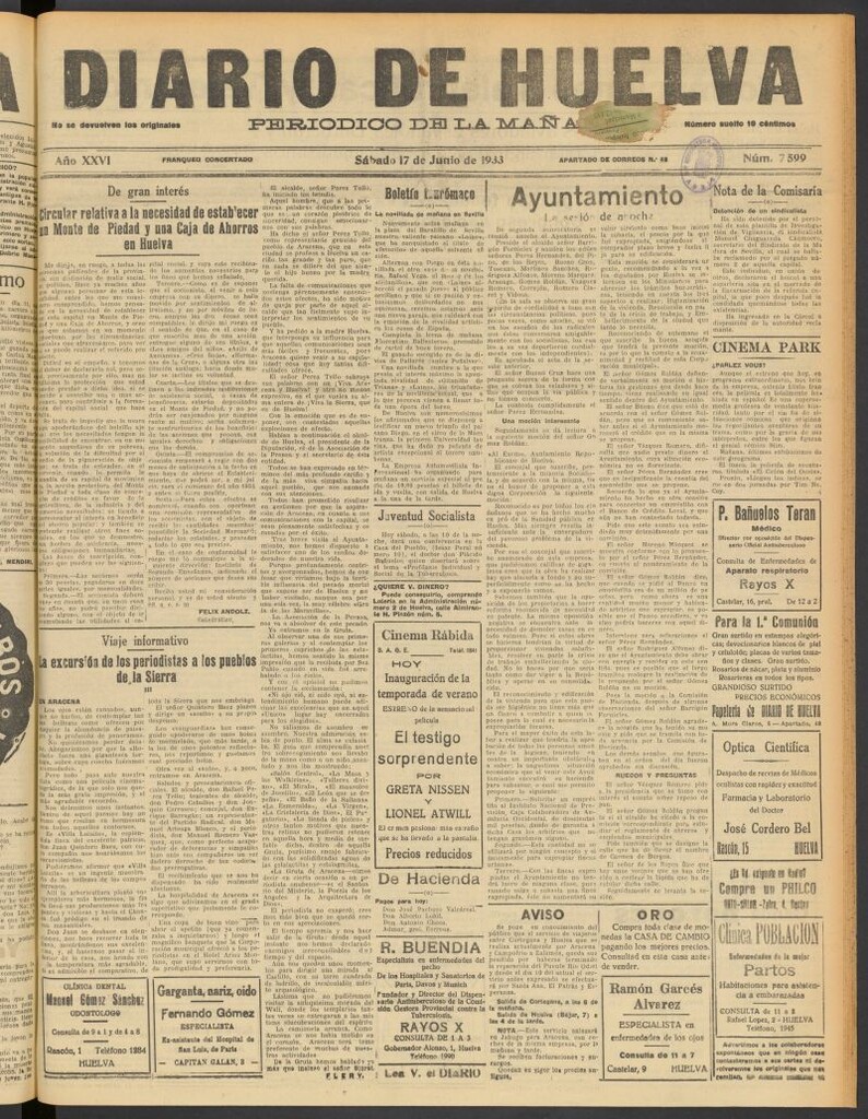 Miniatura de Diario de Huelva : periódico independiente del 17 de junio de 1933