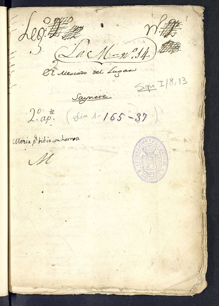 Miniatura de El Mercado del Lugar : Saynete para la Compañía de Juan Ponce