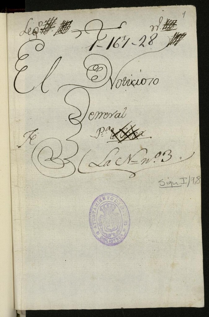 Miniatura de El noticioso general : Saynete para la Compañía de Rivera [Manuscrito]