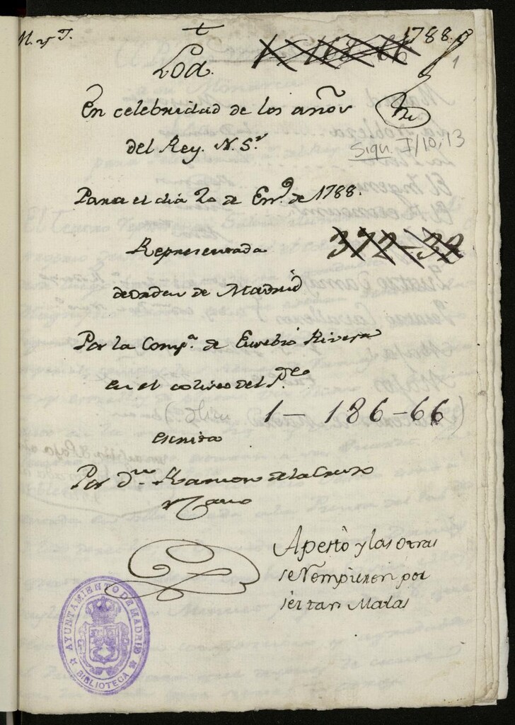 Miniatura de El Público reconocido a su monarca : Loa en celebridad de los años del Rey nuestro Señor para el día 20 de enero de 1788