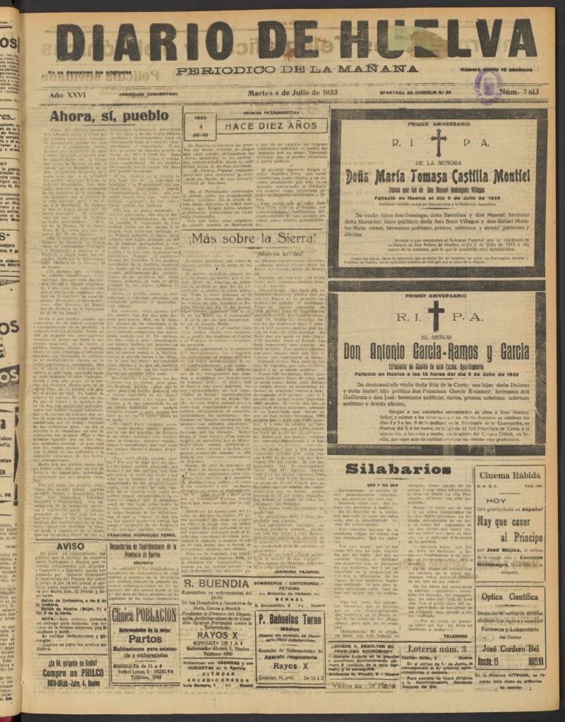 Miniatura de Diario de Huelva : periódico independiente del 4 de julio de 1933