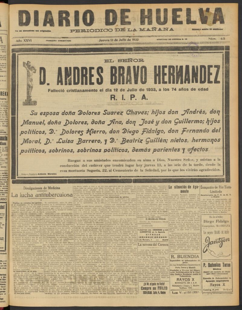 Miniatura de Diario de Huelva : periódico independiente del 13 de julio de 1933