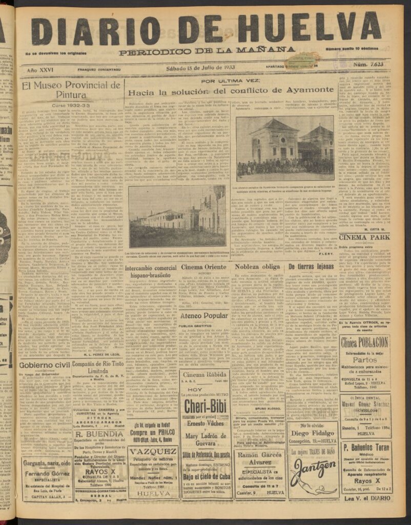 Miniatura de Diario de Huelva : periódico independiente del 15 de julio de 1933