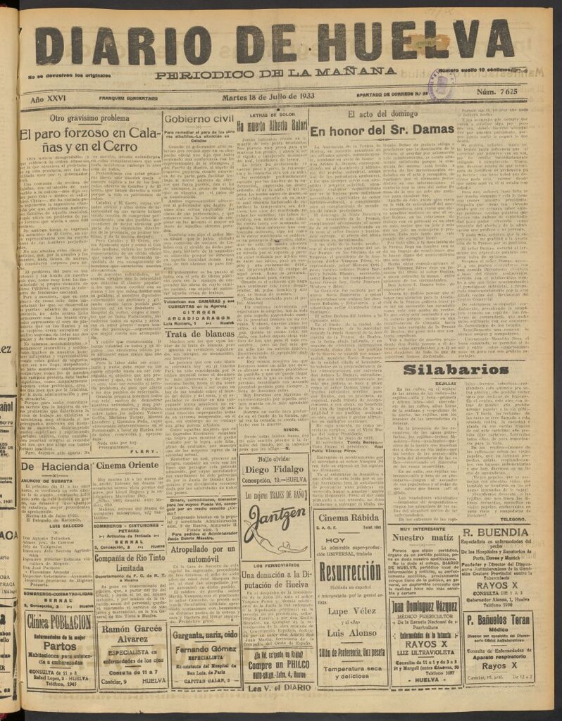 Miniatura de Diario de Huelva : periódico independiente del 18 de julio de 1933