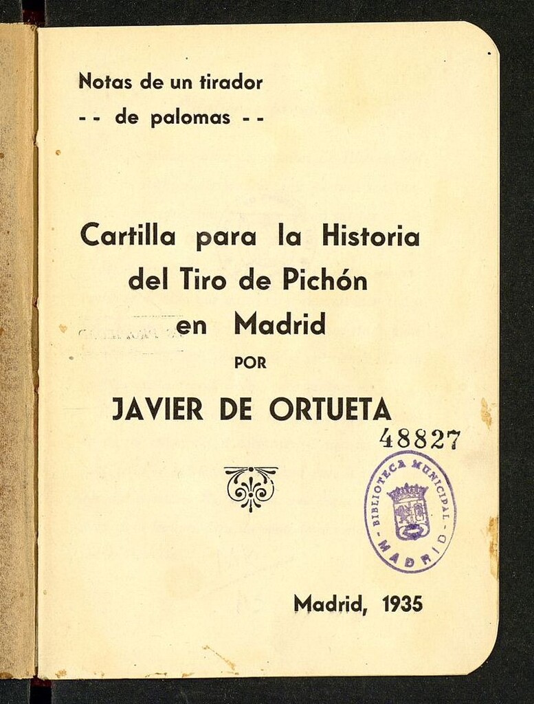 Miniatura de Cartilla para la historia del tiro de pichón en Madrid.