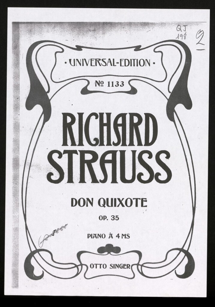 Miniatura de Don Quixote : Fantastische Variationen über ein Thema ritterlichen Characters für grosses Orchester : op.35