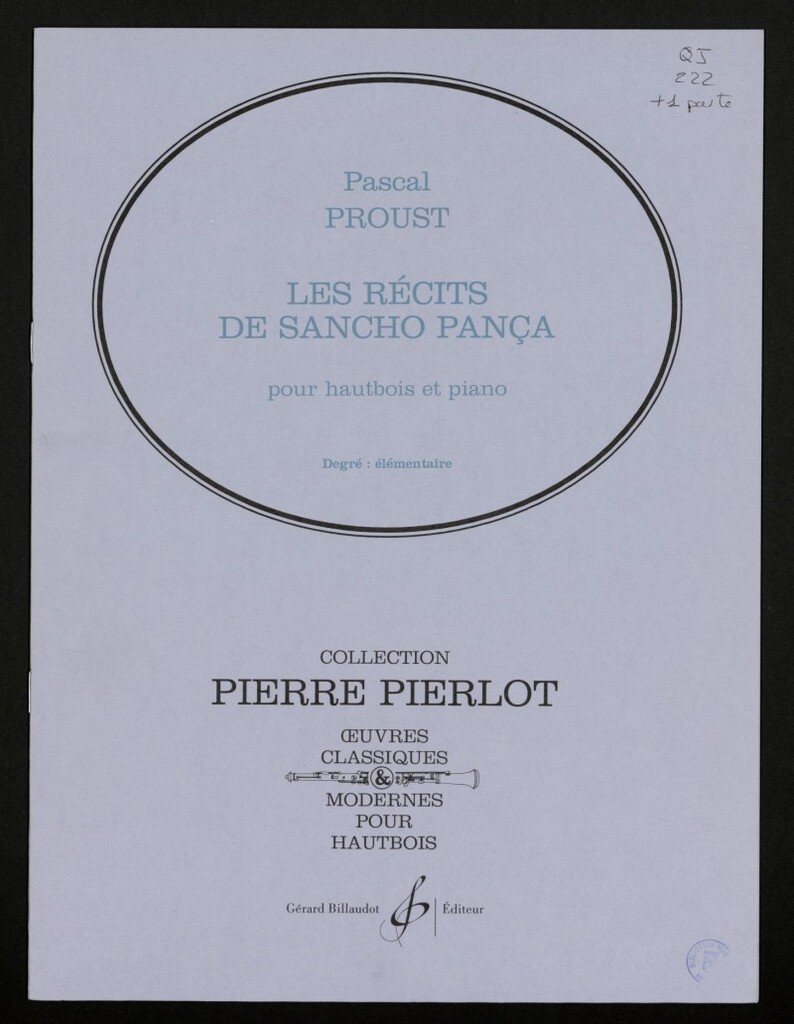 Miniatura de Les récits de Sancho Pança : pour hautbois et piano : degré, élémentaire